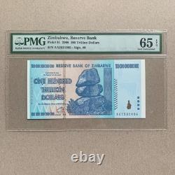 Zimbabwe 100 Trillion Dollars Banknote 2008 P91 Gem UNC PMG 65 EPQ Currency Note