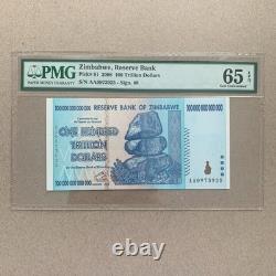 Zimbabwe 100 Trillion Dollars Banknote 2008 P91 Gem UNC PMG 65 EPQ Currency Note