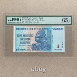 Zimbabwe 100 Trillion Dollars $ Banknote 2008 P91 UNC PMG 65 EPQ Currency AA