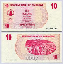 Zimbabwe 10 Dollars x 100pcs 2006 P39 full bundle consecutive UNC currency bills