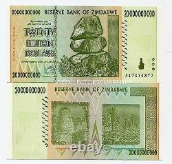 Zimbabwe 20 Billion AA 2008 Currency UNC Note 1/2 Bundle X 50 Banknotes Money