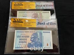 Zimbabwe 50 & 100 Trillion Dollar Bill Banknote Money UNC Currency COA