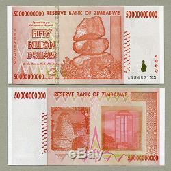 Zimbabwe 50 Billion Dollars x 25 pcs AA 2008 P87 consecutive UNC currency bills