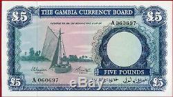 (com) GAMBIA CURRENCY BOARD 5 POUNDS nd 1965/70 PREFIX A P 3 UNC perfect