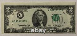 (error Misaligned & Overprint) $2 1976 Federal Reserve Note Currency Unc