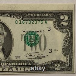 (error Misaligned & Overprint) $2 1976 Federal Reserve Note Currency Unc