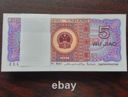 1000pcs Chine 5 Jiao Rmb Banknote Currence 1980 Unc Bundle Continu
