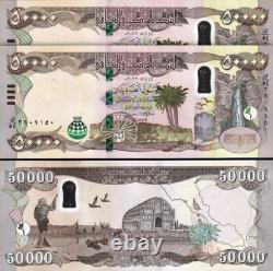 100 000 DINARS IRAKIENS 2 x 50 000 UNC avec certificat d'authenticité GARANTI AUTHENTIQUE IQD
