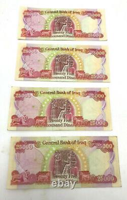 100.000 Dinars Irakiens Monnaie 4 X 25.000 Iqd Unc Iraq Dinar Billets De Banque Distribués