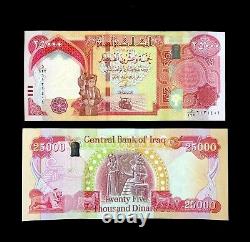 100 000 Irak Monnaie (iqd) 2013 25000 Iraqi Dinar (2013) X 4 Pcs Unc Coa
