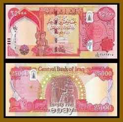 100 000 dinars irakiens à vendre, neufs UNC 25000 25K IQD, achetez de la monnaie irakienne