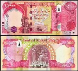 100 000 dinars irakiens à vendre neufs UNC 25 000 25K IQD x4 achetez de la monnaie irakienne