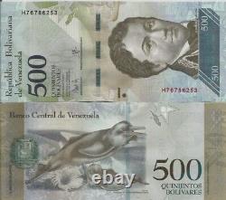 100 PCS Billets de banque VENEZUELA 500 Bolivares Monnaie papier mondiale 2017 Dauphin