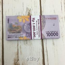 100 Pc X 10000 Rupiah Unc Uncirculated Banknote Monnaie Billets