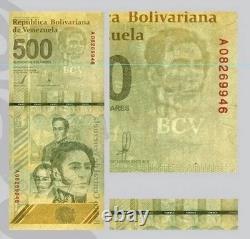 100 X Venezuela 500 bolivars numériques 2025 UNC + COA lot de monnaie authentique