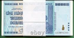 100 billions Zimbabwe Unc 2008 Numéro consécutif à l'exception de 8 Billets. 1 Pièce
