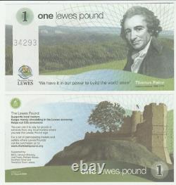 100 x Lewes 1 £ 1 livre 2008 UNC billet de banque monnaie locale 1re émission lot