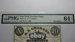 $. 10 1862 Vischers Ferry New York Ny Obsolète Billet De Banque De Devises! Unc64 Pmg