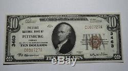 10 $ 1929 Billet De Banque National Du Ks Pittsburg Kansas Kansas Bill N ° 3463 Crisp Unc