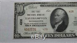 10 $ 1929 Easthampton Massachusetts Ma Banque Nationale Monnaie Note Le Projet De Loi 428 Unc62