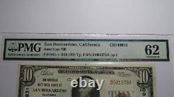 10 $ 1929 San Bernardino California National Currency Bank Note Bill #10931 Unc62