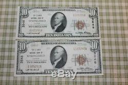 10 $ 1929 Springfield Illinois IL Billets De Banque Nationaux, Billets De Banque # 3548 Set Unc