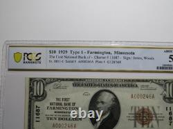 10 $ 1929 billet de banque nationale Farmington Minnesota Ch. n° 11687 UNC53