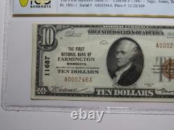 10 $ 1929 billet de banque nationale Farmington Minnesota Ch. n° 11687 UNC53