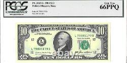 10 $ 1985 Federal Reserve Note Pmg Gem Unc F 2027 L Lucky Money Value 230 $