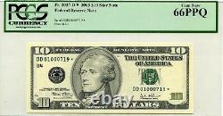 10 $ 2003 D Federal Reserve Star Note Pmg Gem Unc F 2037 D Lucky Money Value 960 $