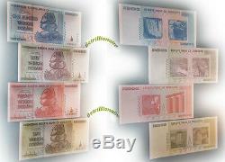 10,20,50,100 Zimbabwe Dollar Billion Argent Monnaie. USA Vendeur Unc