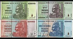10,20,50,100 Zimbabwe Dollar Billion Argent Monnaie. USA Vendeur Unc