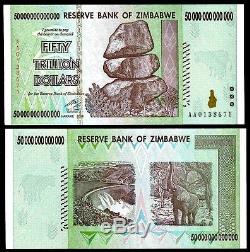 10/50 Milliards De Dollars En Monnaie Zimbabwéenne En Argent. Unc USA Vendeur