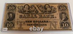 10 $ Billet de banque obsolète de la Nouvelle-Orléans, Louisiane, 1800 Reste Canal UNC