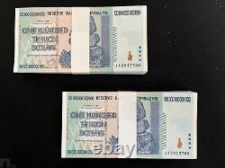 10 EA X 100 TRILLION DOLLARS ZIMBABWE BANKNOTE PCSAA P-91 GEM Unc Note Currency
<br/> 10 billets de banque zimbabwéens de 100 billions de dollars PCSAA P-91 GEM Unc Note Currency