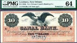 $ 10 Nouveau 1860s Orléans Canal & Co. Banque Obsolète Monnaie Pmg 64 Choix Unc Wow