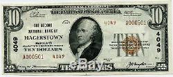 10 Usd En Monnaie Nationale, Deuxième Banque Nationale, Hagerstown, Maryland, Unc