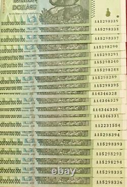 10 X 10 Banques Dollaires De Trillion Unc Zimbabwe = 100 Banques De Trillion 2008 Zim