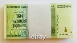 10 X 10 Banques Dollaires De Trillion Unc Zimbabwe = 100 Banques De Trillion 2008 Zim
