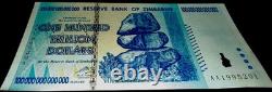 10 Zimbabwe 100 Trillions de Dollars 2008 AA P-91 Billet de Banque Neuf UNC Monnaie Zim avec Certificat d'Authenticité