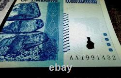 10 Zimbabwe 100 Trillions de Dollars 2008 AA P-91 Billet de Banque Neuf UNC Monnaie Zim avec Certificat d'Authenticité