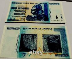 10 Zimbabwe 100 Trillions de Dollars 2008 AA P-91 Billet de Banque Nouveau UNC Monnaie Zim COA