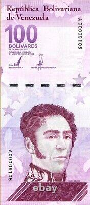 10 billets de banque du Venezuela de 100 bolivars numériques UNC.