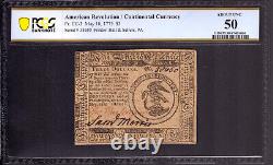 10 mai 1775 $3 Monnaie Continentale Révolution Américaine Cc-3 Pcgs Environ Non Circulée 50