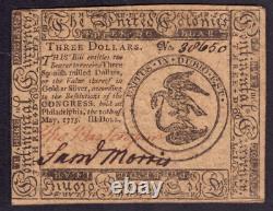 10 mai 1775 $3 Monnaie Continentale Révolution Américaine Cc-3 Pcgs Environ Non Circulée 50