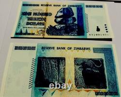 10 x Zimbabwe 100 Trillions de Dollars 2008 AA P-91 Billet de Banque Neuf UNC Monnaie Zim COA