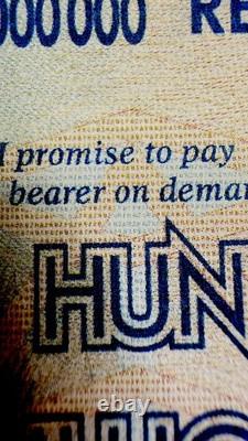 10 x Zimbabwe 100 Trillions de Dollars 2008 AA P-91 Billet de Banque Neuf UNC Monnaie Zim COA