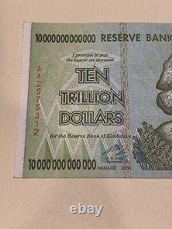 10pcs 10 Trillions Zimbabwe Dollar Aa Uncirculated 2008. Monnaie Monétaire Unc