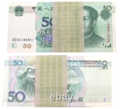 10pcs Chine 50 Yuan Rmb Banknote Currence 1999 Unc Continu
