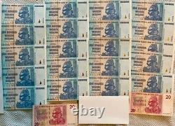 10x Billet de banque de 100 TRILLIONS de Dollars ZIMBABWE 2008 UNC